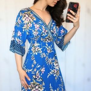 Floral Kimono Sleeve Maxi Dress